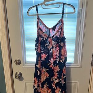 Torrid Black and Pink Floral Midi Dress